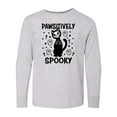 thumbnail image 1 of Inktastic Pawsitively Spooky Skeleton Cat with Ghosts and Crosses Long Sleeve Youth T-Shirt, 1 of 5