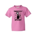 thumbnail image 1 of Inktastic Pawsitively Spooky Skeleton Cat with Ghosts and Crosses Youth T-Shirt, 1 of 5