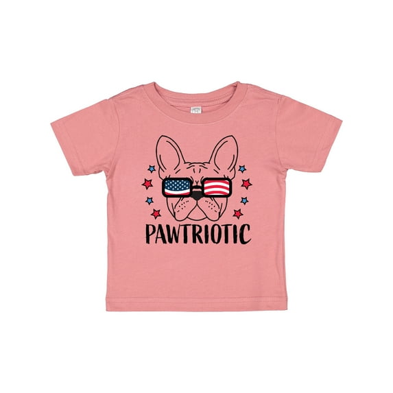 Inktastic Pawtriotic with French Bulldog in American Flag Sunglasses Boys or Girls Baby T-Shirt