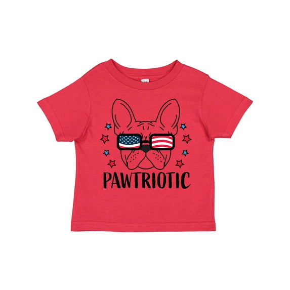 Inktastic Pawtriotic with French Bulldog in American Flag Sunglasses Boys or Girls Toddler T-Shirt