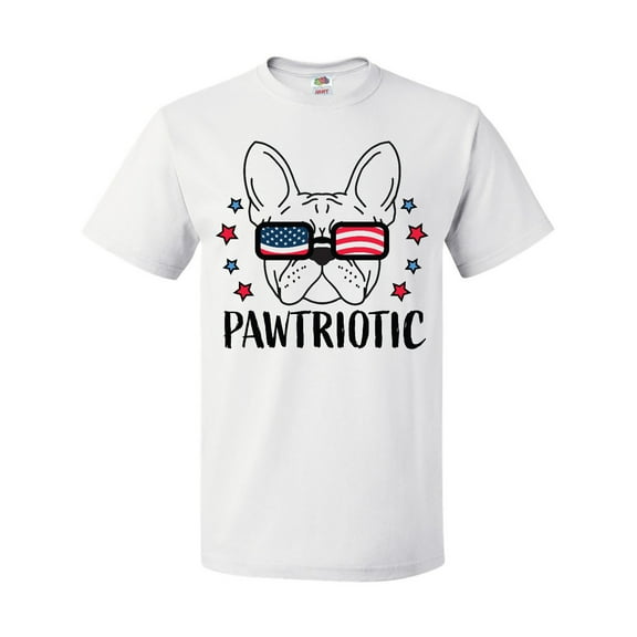 Inktastic Pawtriotic with French Bulldog in American Flag Sunglasses T-Shirt