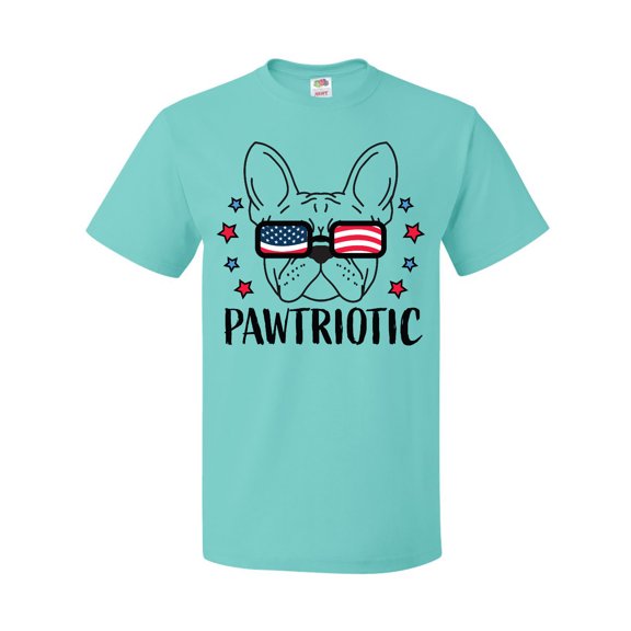 Inktastic Pawtriotic with French Bulldog in American Flag Sunglasses T-Shirt