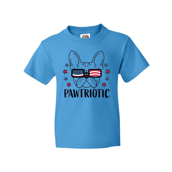 Inktastic Pawtriotic with French Bulldog in American Flag Sunglasses Youth T-Shirt