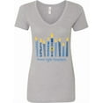 thumbnail image 1 of Inktastic Peace Light Hanukkah Women's V-Neck T-Shirt, 1 of 5