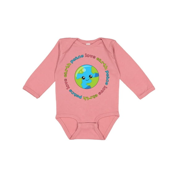 Inktastic Peace Love Earth Boys or Girls Long Sleeve Baby Bodysuit