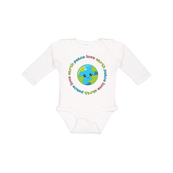 Inktastic Peace Love Earth Boys or Girls Long Sleeve Baby Bodysuit