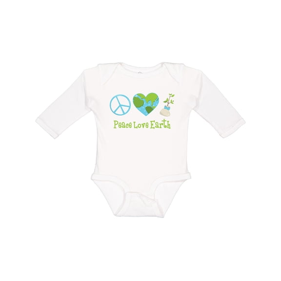 Inktastic Peace Love Earth Girls Long Sleeve Baby Bodysuit
