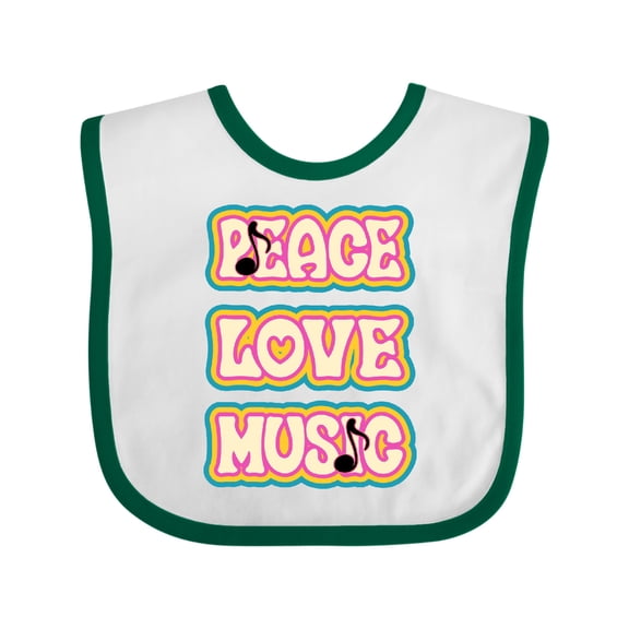 Inktastic Peace Love Music Quote Girls Baby Bib
