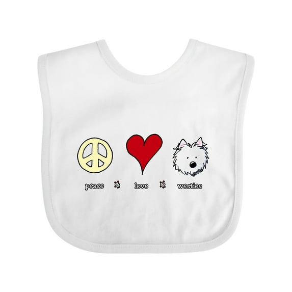 Inktastic Peace Love Westies Boys or Girls Baby Bib