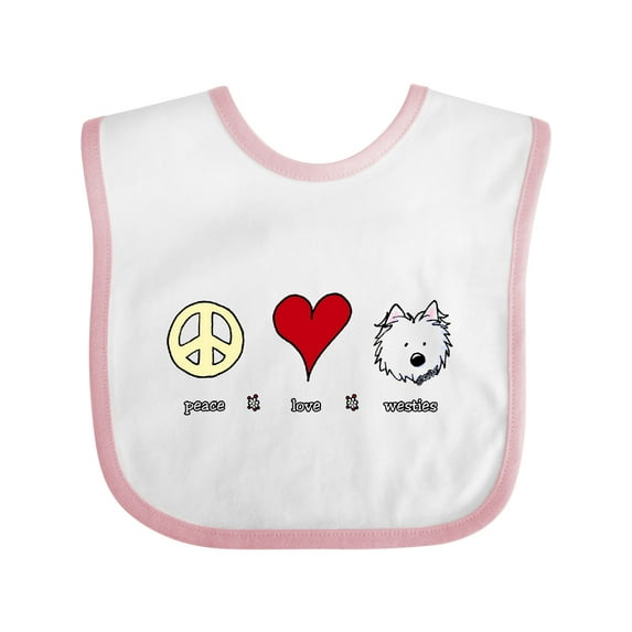 Inktastic Peace Love Westies Boys or Girls Baby Bib