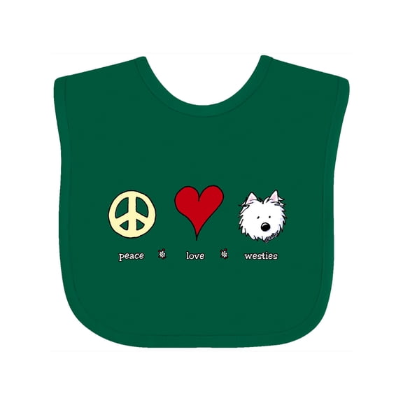 Inktastic Peace Love Westies Boys or Girls Baby Bib