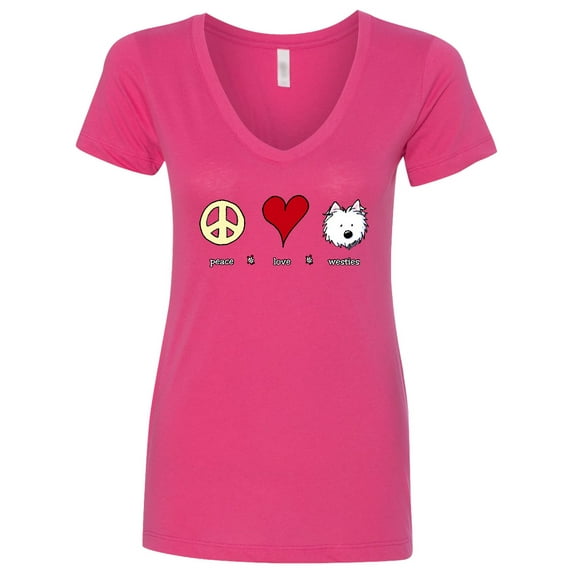 Inktastic Peace Love Westies Women's V-Neck T-Shirt