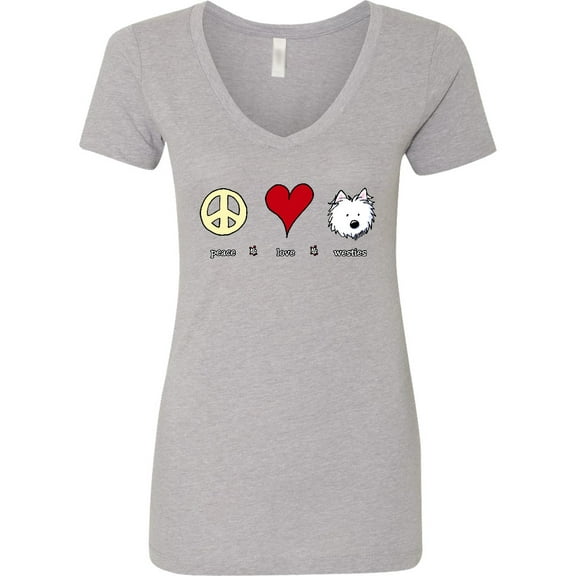Inktastic Peace Love Westies Women's V-Neck T-Shirt