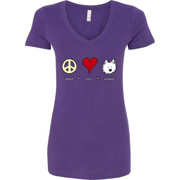 Inktastic Peace Love Westies Women's V-Neck T-Shirt