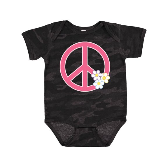 Inktastic Peace Sign Cute Daisy Flowers Girls Baby Bodysuit