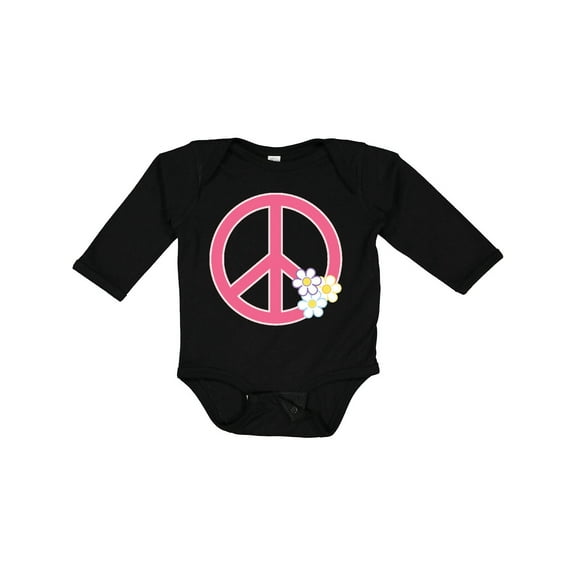 Inktastic Peace Sign Cute Daisy Flowers Girls Long Sleeve Baby Bodysuit