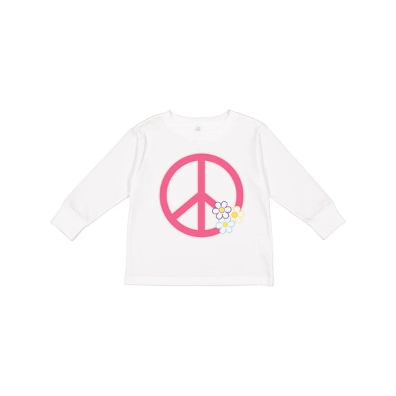 Inktastic Peace Sign Cute Daisy Flowers Girls Long Sleeve Toddler T-Shirt