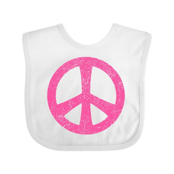 Inktastic Peace Sign Pink Retro Girls Baby Bib
