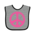 thumbnail image 1 of Inktastic Peace Sign Pink Retro Girls Baby Bib, 1 of 4