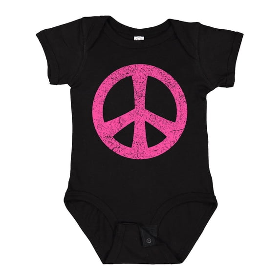 Inktastic Peace Sign Pink Retro Girls Baby Bodysuit