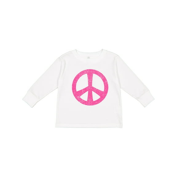 Inktastic Peace Sign Pink Retro Girls Long Sleeve Toddler T-Shirt