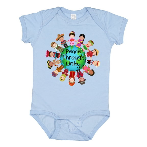 Inktastic Peace Through Unity Boys or Girls Baby Bodysuit