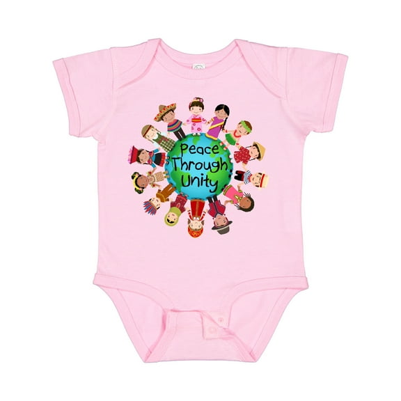 Inktastic Peace Through Unity Boys or Girls Baby Bodysuit