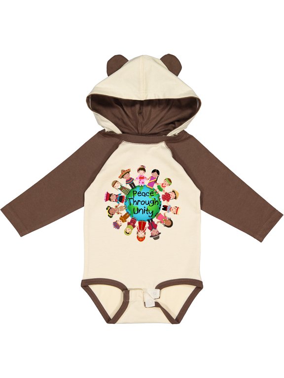 Peace Through Unity Boys or Girls Long Sleeve Baby Bodysuit