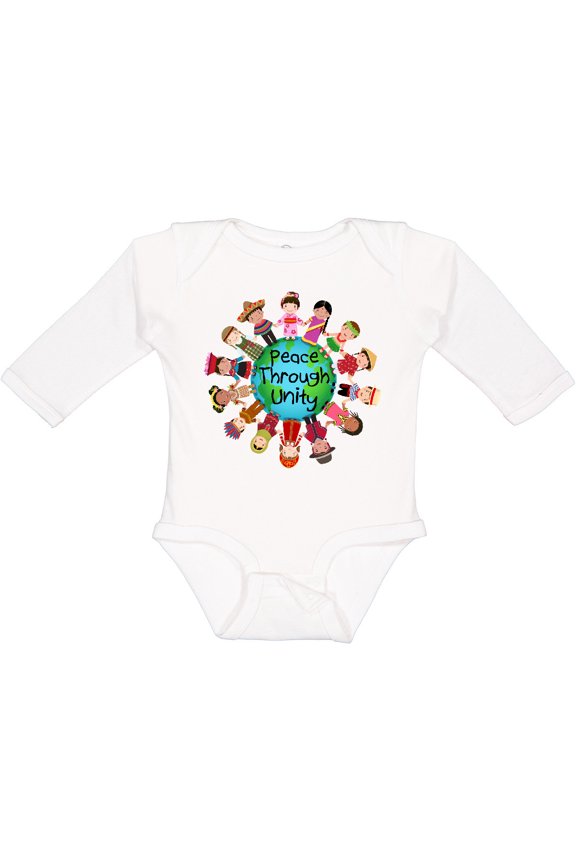 Peace Through Unity Boys or Girls Long Sleeve Baby Bodysuit