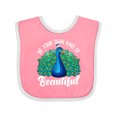 thumbnail image 1 of Inktastic Peacock Girls Baby Bib, 1 of 4