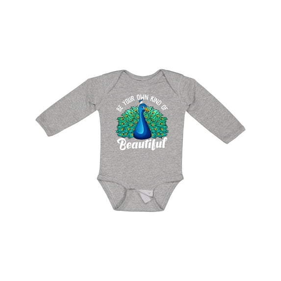 Inktastic Peacock Girls Long Sleeve Baby Bodysuit