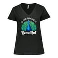 thumbnail image 1 of Inktastic Peacock Women's Plus Size V-Neck T-Shirt, 1 of 5