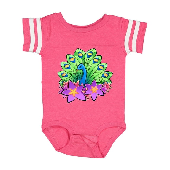 Inktastic Peacock and Flowers Boys or Girls Baby Bodysuit