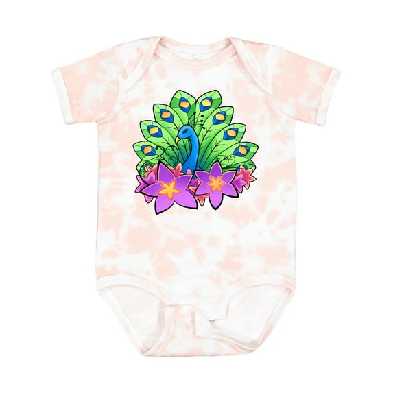 Inktastic Peacock and Flowers Boys or Girls Baby Bodysuit