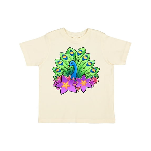 Inktastic Peacock and Flowers Boys or Girls Toddler T-Shirt