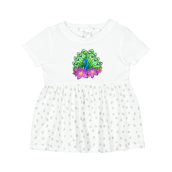 Inktastic Peacock and Flowers Girls Baby Dress