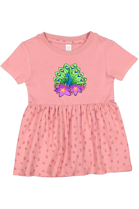 Peacock and Flowers Girls Baby Dress