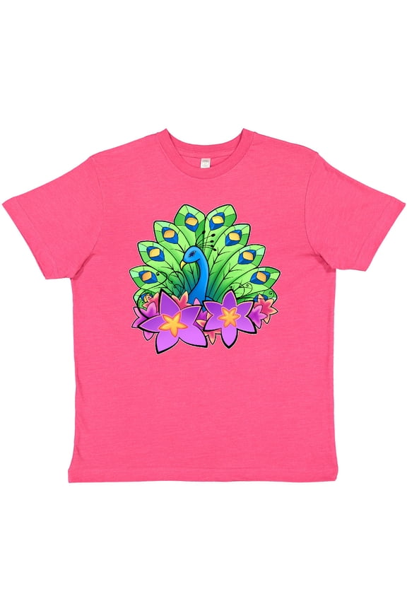 Peacock and Flowers Youth T-Shirt