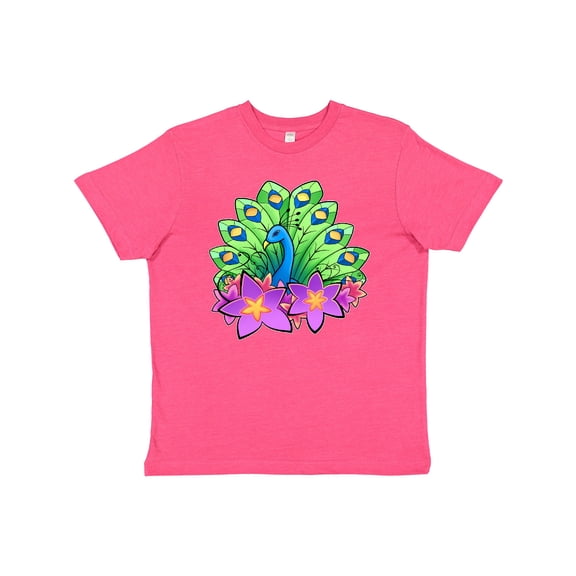 Inktastic Peacock and Flowers Youth T-Shirt