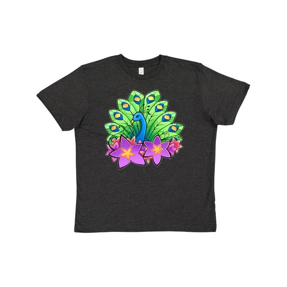 Inktastic Peacock and Flowers Youth T-Shirt