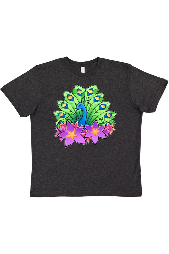 Peacock and Flowers Youth T-Shirt