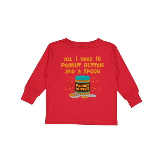Inktastic Peanut Butter Spoon Boys or Girls Long Sleeve Toddler T-Shirt