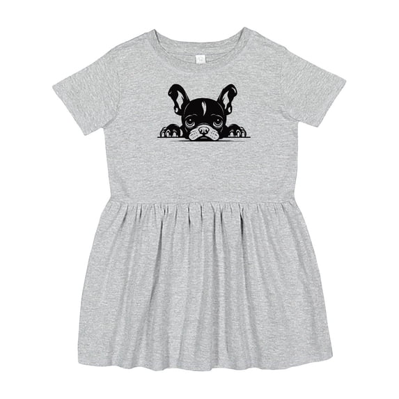 Inktastic Peeking French Bulldog Girls Toddler Dress