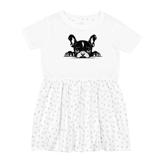 Inktastic Peeking French Bulldog Girls Toddler Dress