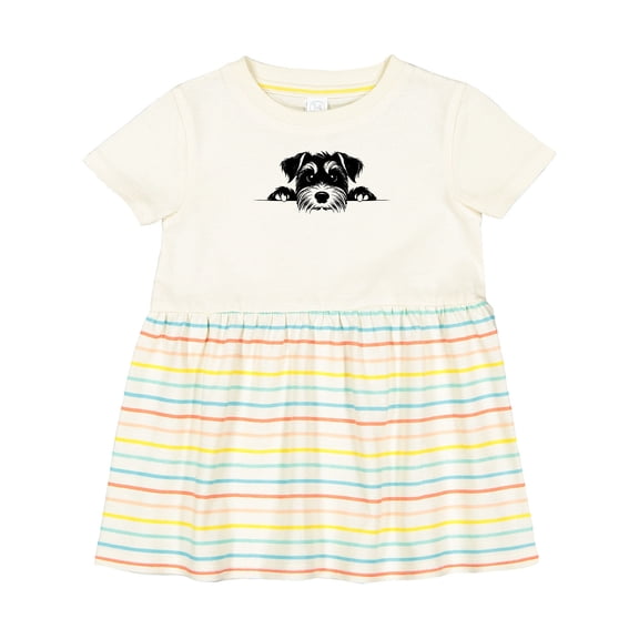 Inktastic Peeking Miniature Schnauzer Girls Baby Dress