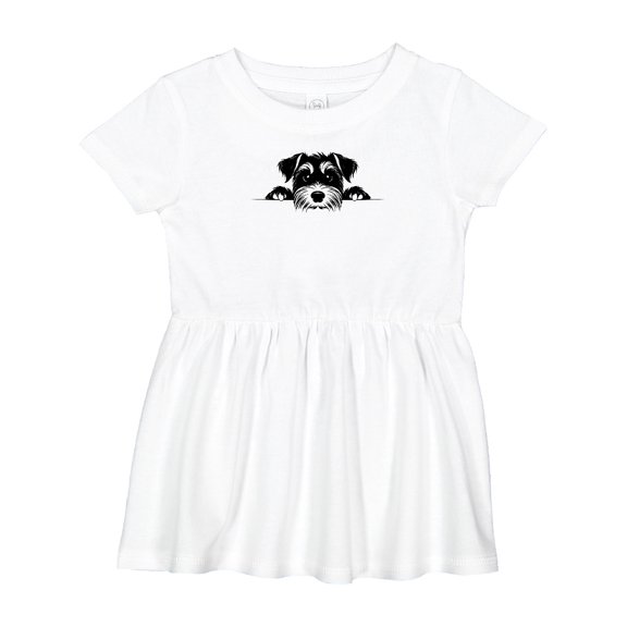 Inktastic Peeking Miniature Schnauzer Girls Baby Dress