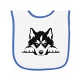 thumbnail image 1 of Inktastic Peeking Siberian Husky Baby Terry Cloth Bib, 1 of 3