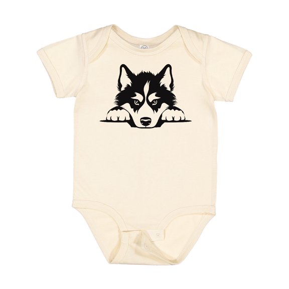 Inktastic Peeking Siberian Husky Boys or Girls Baby Bodysuit