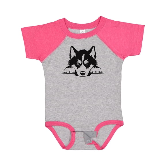 Inktastic Peeking Siberian Husky Boys or Girls Baby Bodysuit