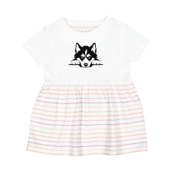 Inktastic Peeking Siberian Husky Girls Baby Dress